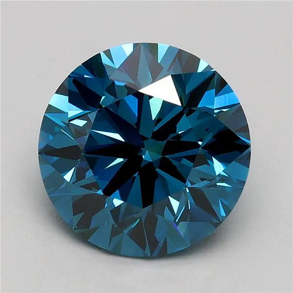 2.11ct Round Lab Grown Diamond (Colour Fancy Vivid Blue, Clarity VVS2, Cut EX, IGI Certified)