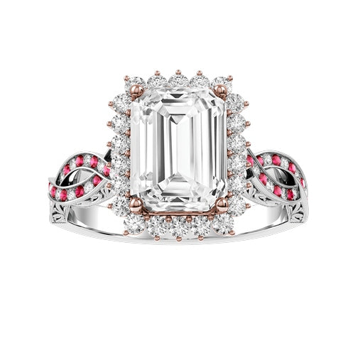Emerald Cut Natural Diamond Bridal Ring — down