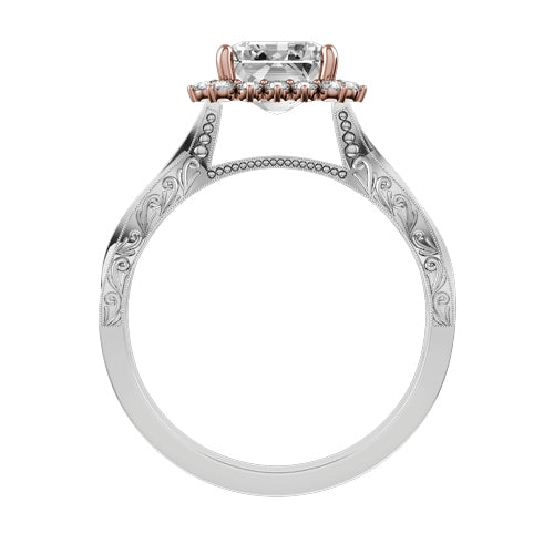 Emerald Cut Natural Diamond Bridal Ring — front