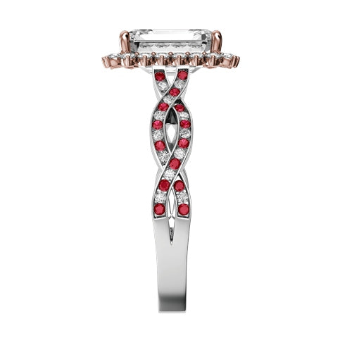 Emerald Cut Natural Diamond Bridal Ring — side